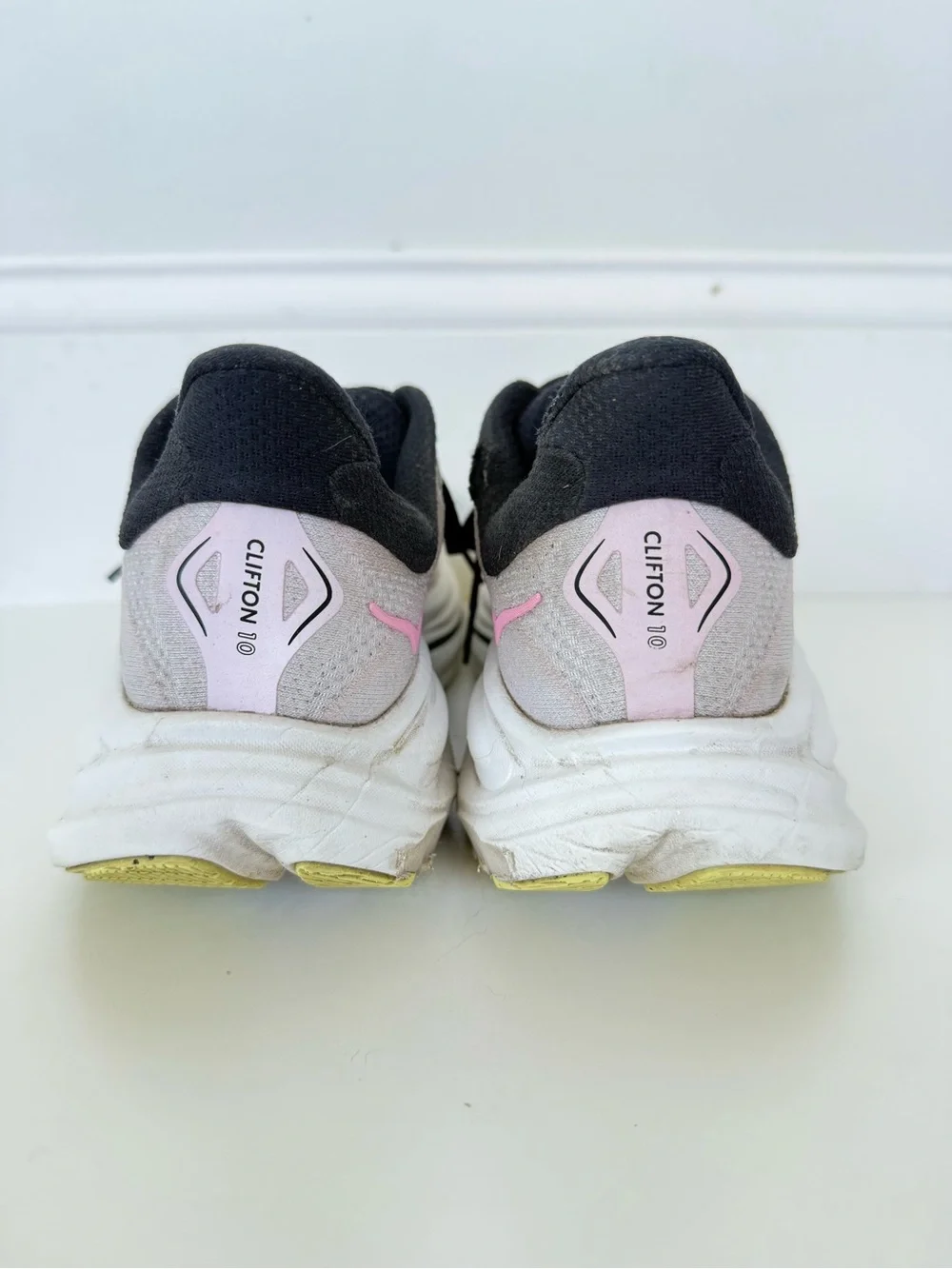 Hoka Clifton 10 Women's Pale Pink and Black Running Sneakers